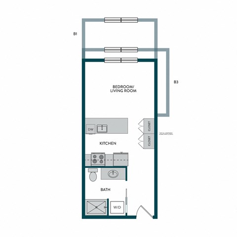 Aspire11 Apartments in Tacoma, Washington Studio C Floor Plan